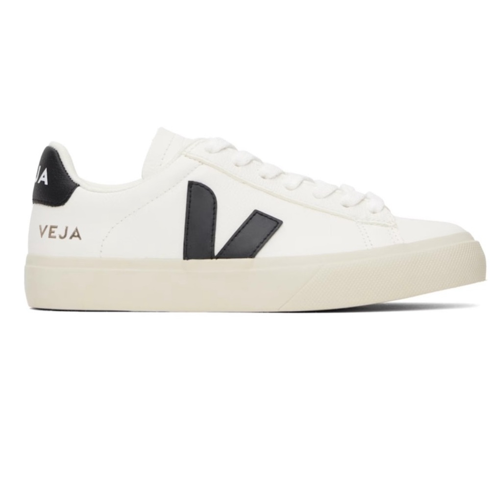 Veja White & Black Campo Leather Sneakers